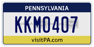 KKM0407  license plate in PA