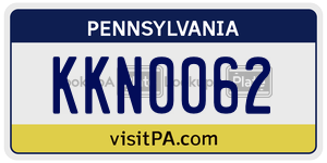 KKN0062 license plate in Pennsylvania