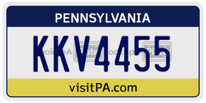 KKV4455 license plate in Pennsylvania
