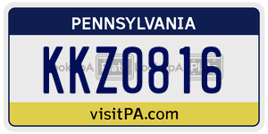KKZ0816 license plate in Pennsylvania