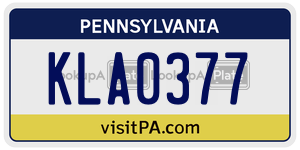 KLA0377 license plate in Pennsylvania