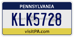 KLK5728 license plate in Pennsylvania