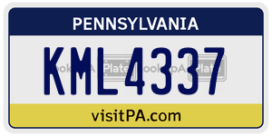 KML4337  license plate in PA