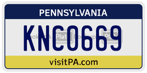 KNC0669  license plate in PA