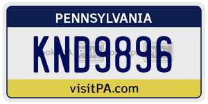 KND9896  license plate in PA