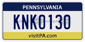 KNK0130 license plate in Pennsylvania