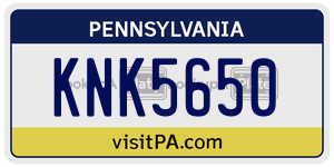 KNK5650  license plate in PA