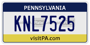KNL7525 license plate in Pennsylvania