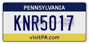 KNR5017  license plate in PA