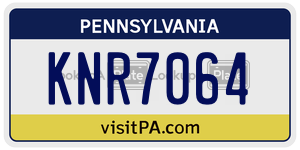 KNR7064  license plate in PA