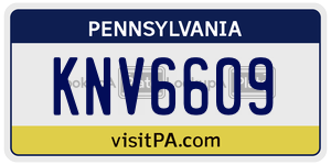KNV6609  license plate in PA
