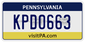 KPD0663  license plate in PA