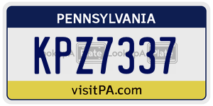 KPZ7337 license plate in Pennsylvania