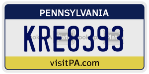 KRE8393  license plate in PA