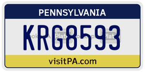 KRG8593 license plate in Pennsylvania