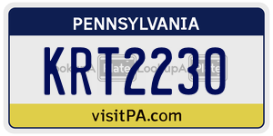 KRT2230 license plate in Pennsylvania
