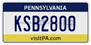 KSB2800 license plate in Pennsylvania