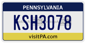 KSH3078  license plate in PA