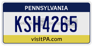 KSH4265  license plate in PA
