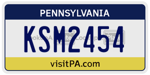 KSM2454  license plate in PA
