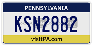 KSN2882  license plate in PA