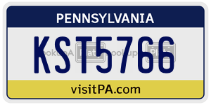 KST5766 license plate in Pennsylvania