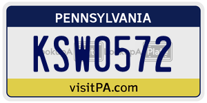 KSW0572  license plate in PA
