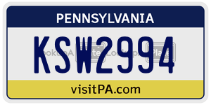KSW2994  license plate in PA
