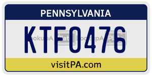 KTF0476 license plate in Pennsylvania
