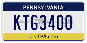 KTG3400  license plate in PA