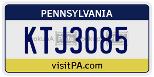 KTJ3085  license plate in PA