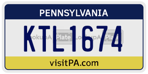 KTL1674 license plate in Pennsylvania