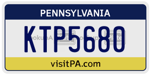 KTP5680 license plate in Pennsylvania