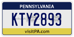 KTY2893 license plate in Pennsylvania