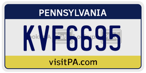 KVF6695 license plate in Pennsylvania