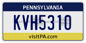 KVH5310  license plate in PA
