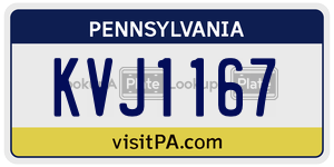 KVJ1167  license plate in PA