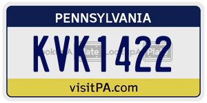 KVK1422 license plate in Pennsylvania