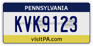 KVK9123 license plate in Pennsylvania