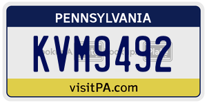 KVM9492  license plate in PA