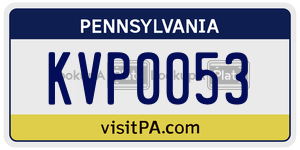 KVP0053 license plate in Pennsylvania