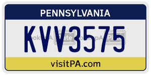 KVV3575  license plate in PA