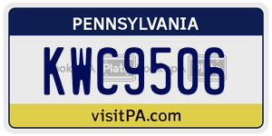 KWC9506  license plate in PA