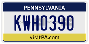 KWH0390 license plate in Pennsylvania