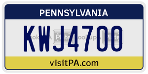 KWJ4700  license plate in PA