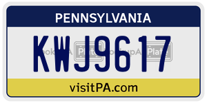 KWJ9617 license plate in Pennsylvania