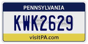 KWK2629 license plate in Pennsylvania