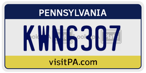 KWN6307  license plate in PA