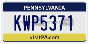 KWP5371  license plate in PA