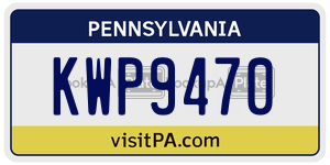 KWP9470 license plate in Pennsylvania